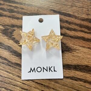 Gold see through star stud big chunky Monki earrings new